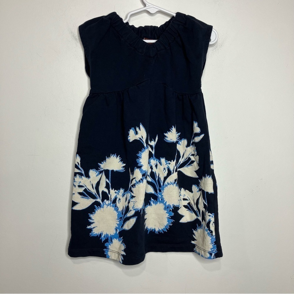 Tea Collection dress navy blue, white size 4